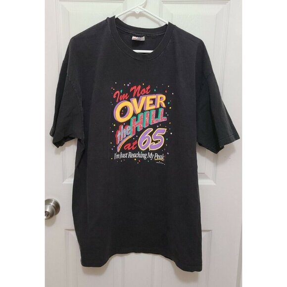 Vtg Short Sleeve Crew Neck T Shirt Single Stitch 65th Birthday Over The Hill XL - Picture 1 of 8